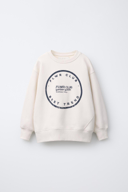 ZARA ТОЛСТОВКА С НАДПИСЬЮ, ЭКРЮ