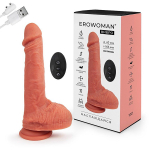 Телесный вибратор-реалистик 22,5см с возвратно-поступательными движениями Bior Toys Erowoman-Eroman Realistic ER-30094