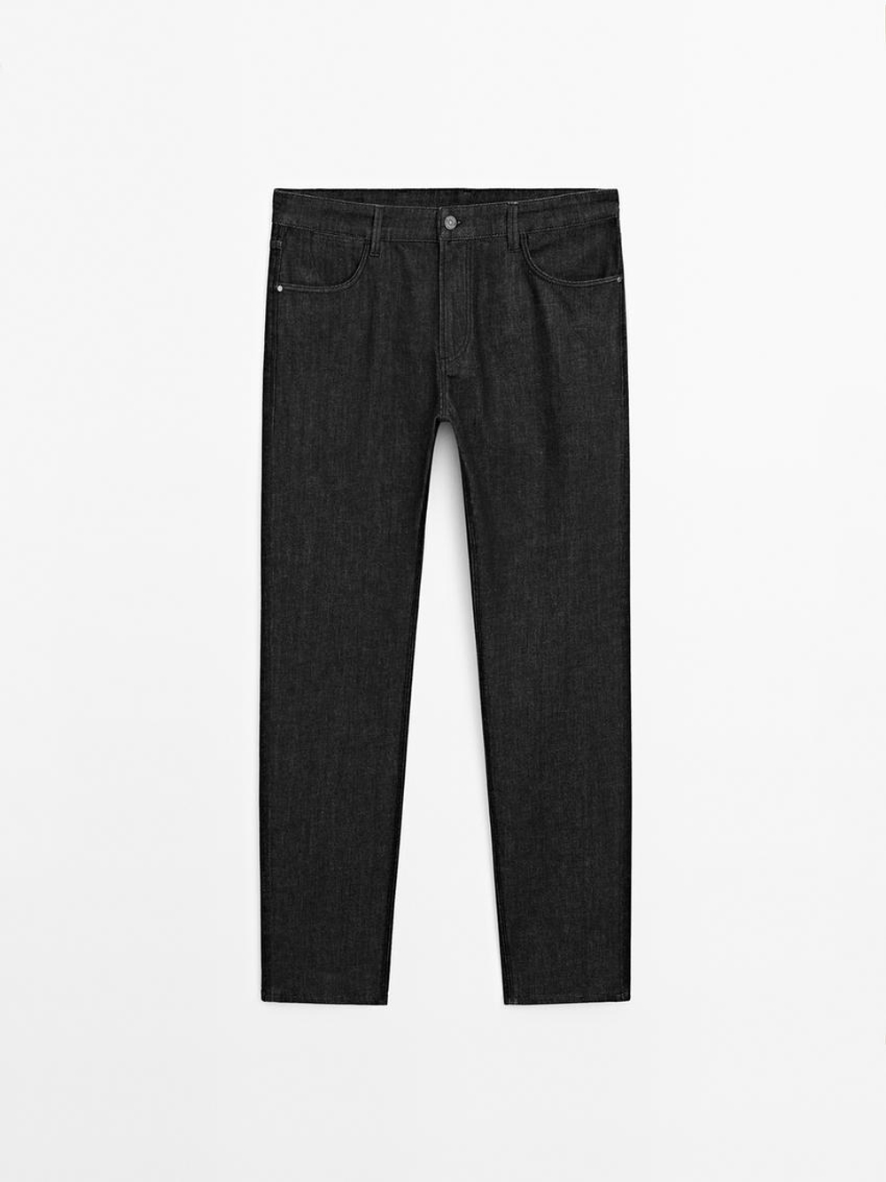 Massimo Dutti Зауженные джинсы из смесового хлопка, черный