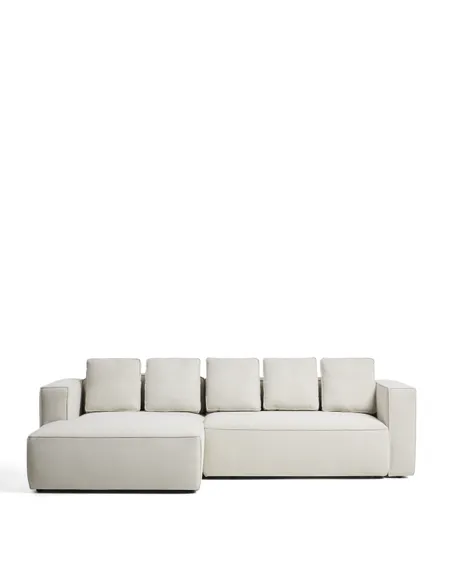 3-местный диван-кровать Marela бежевый шенилл с кушеткой слева, 276 см