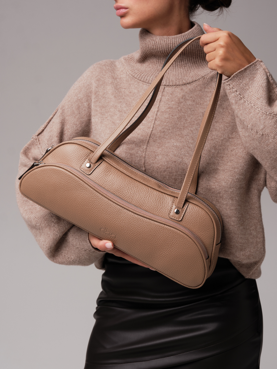 Женская кожаная сумка DBR 31186 коричневый капучино