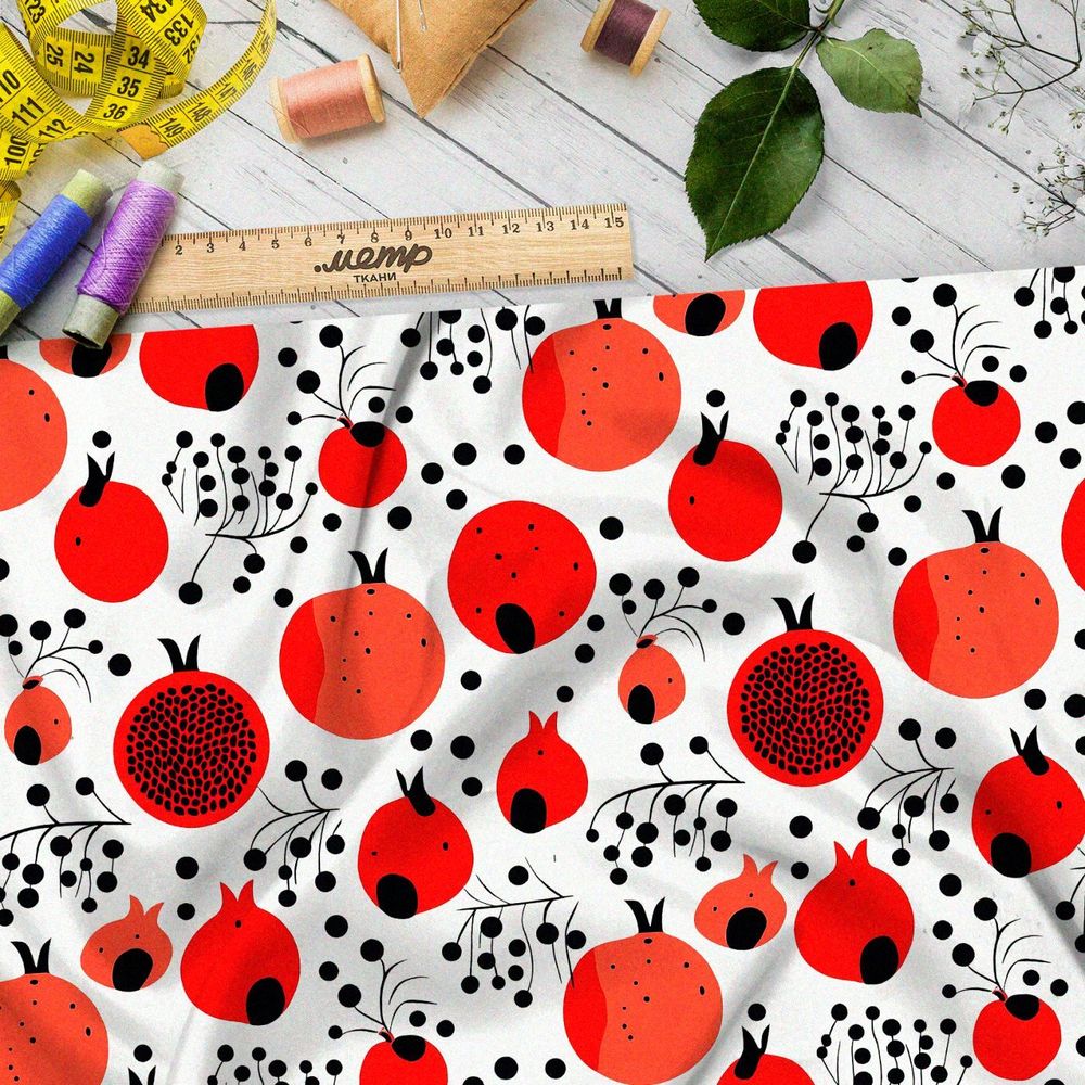 Ткань премиум шифон фантазийные фрукты