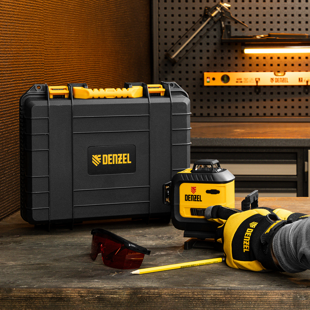 Лазерный уровень мультипризменный LX 360-2 Red, 30 м, 635 нм, аккумулятор Li 2800 мАч, резьба 5/8" Denzel