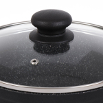 Кастрюля алюминий, антиприг, 3 л, крышка стекло, Каменная, кругл, Нева Металл, Черный гранит, 186630