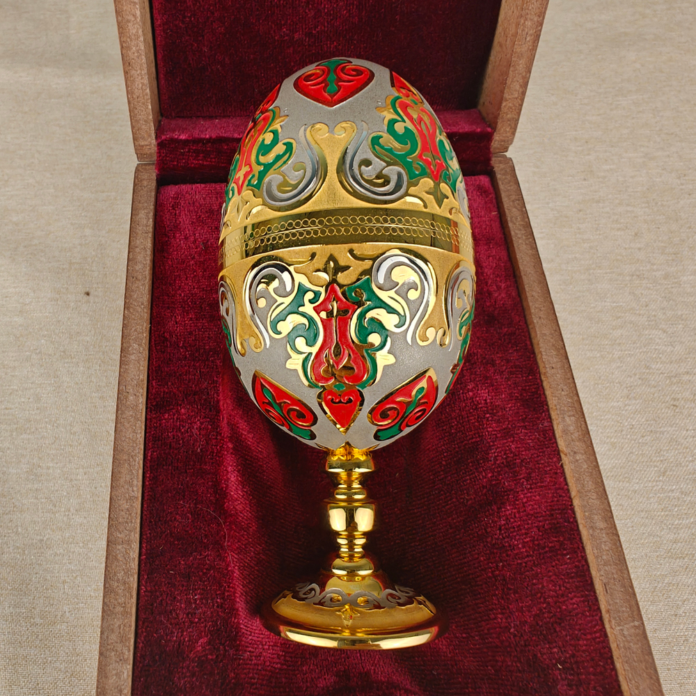 Сувенир Яйцо-рюмки "Узорное" с эмалью (златоустоуская гравюра)