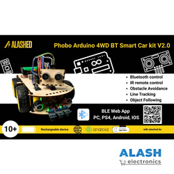 Набор для сборки колесного робота машинки Alashed Phobo Arduino 4WD BT Smart Car kit V2.0