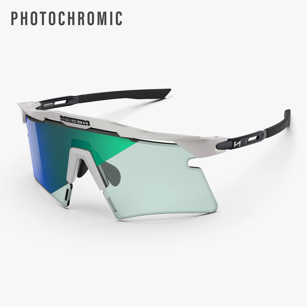 Спортивные очки c диоптриями Scicon Aeroshade 2.0 Titanium Sunglasses White Matt Photochromic Multi Mirror Blue/Green