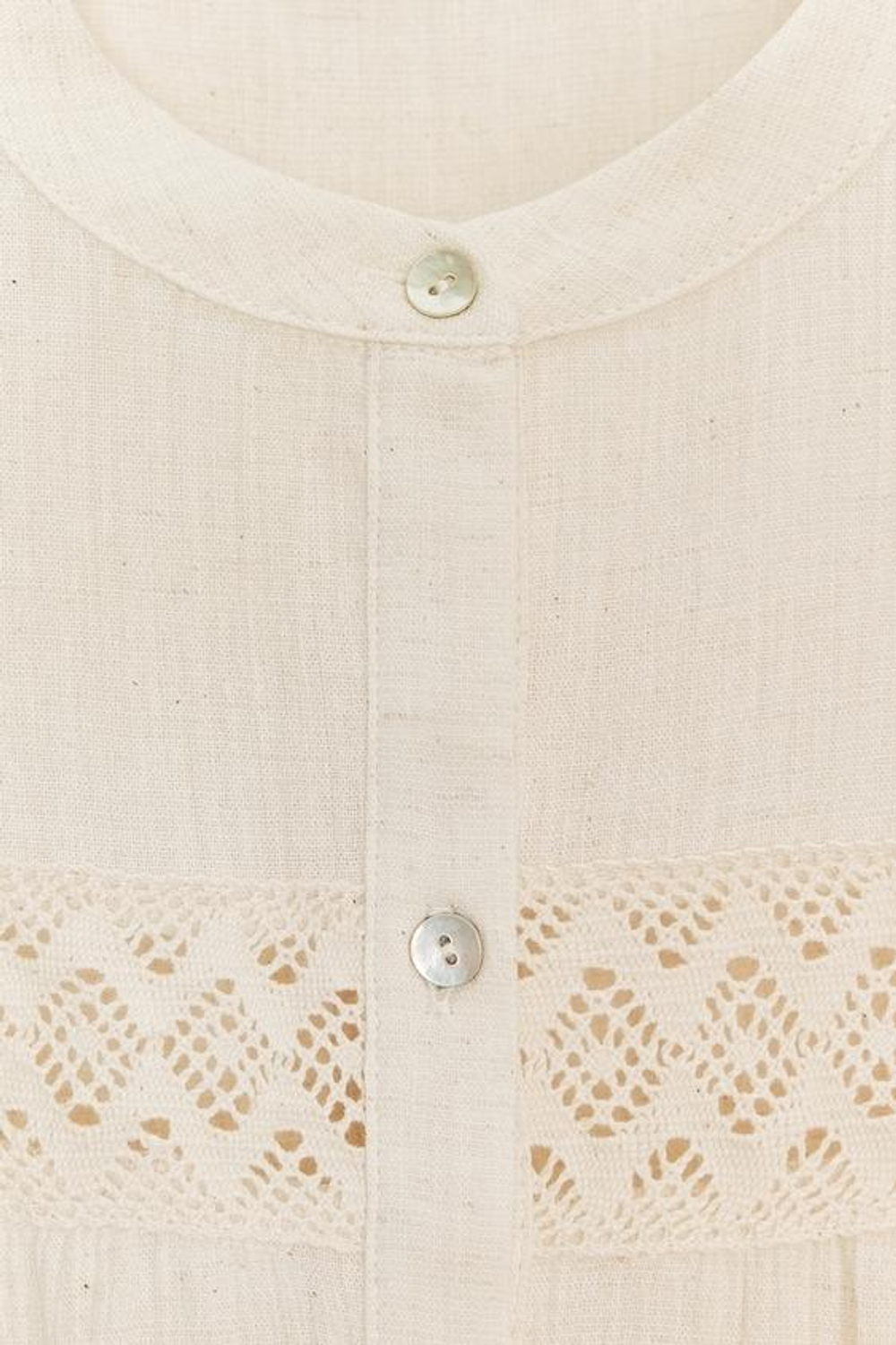 ZARA ТОП В СТИЛЕ РУСТИК С КРУЖЕВОМ КРОШЕ, СВЕТЛО-БЕЖЕВЫЙ