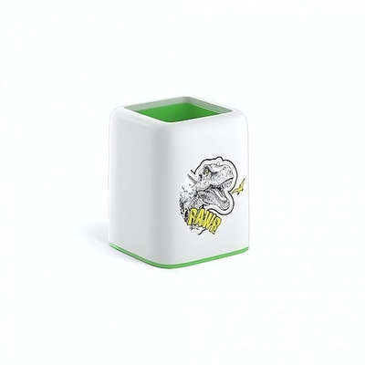 Подставка настольная Forte, Dinosaur Park, белый с зеленой неон. вставкой (ErichKrause)