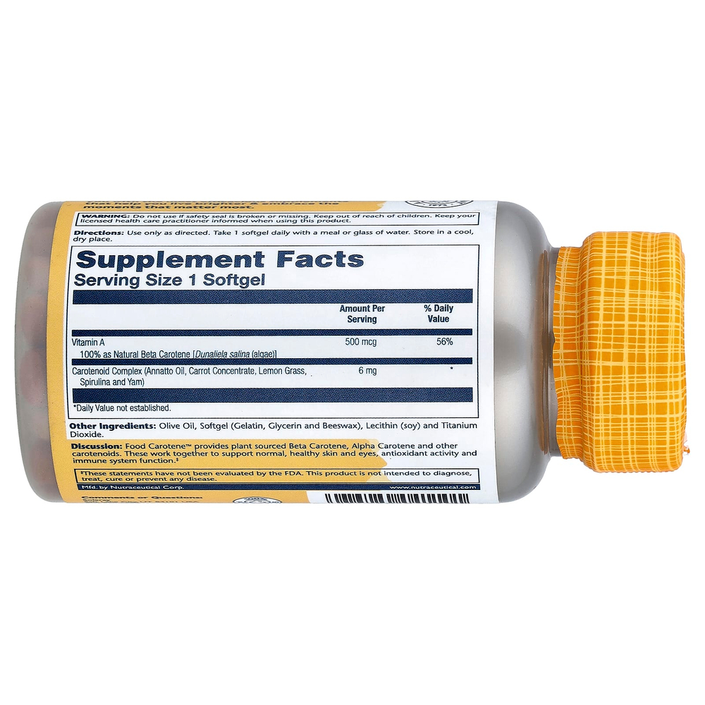 Solaray, Food Carotene™, 500 мкг, 100 капсул