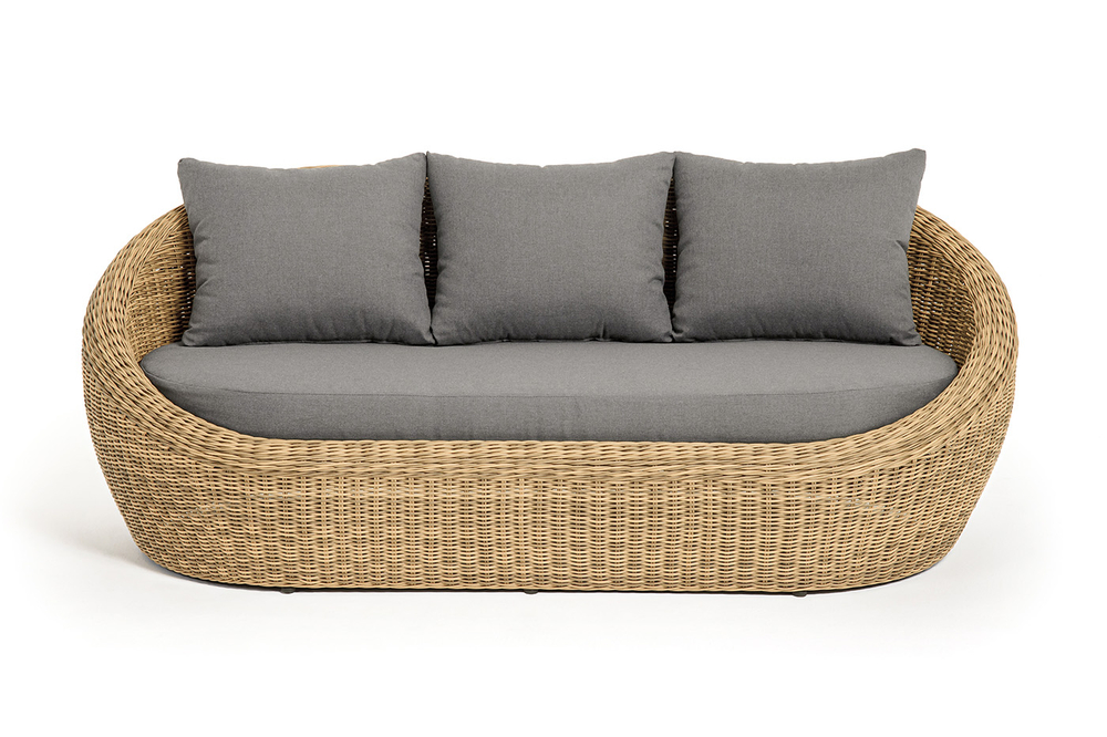 "Барселона" диван из искусственного ротанга трехместный, цвет соломенный