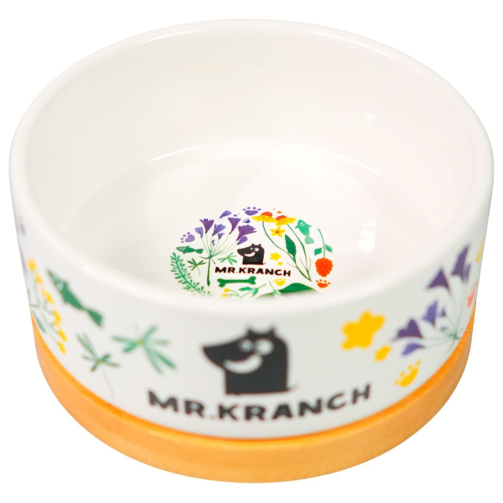 Миска  Mr.Kranch Bamboo 340мл Цветы Прованса керамическая на бамбуковой подставке, васильковая
