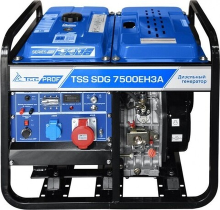 Генератор дизельный с воздушным охлаждением ТСС SDG 7500 EH3A открытая 100027