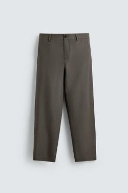 ZARA ПРЯМЫЕ БРЮКИ ИЗ 100% ШЕРСТИ, ЗЕЛЕНЫЙ