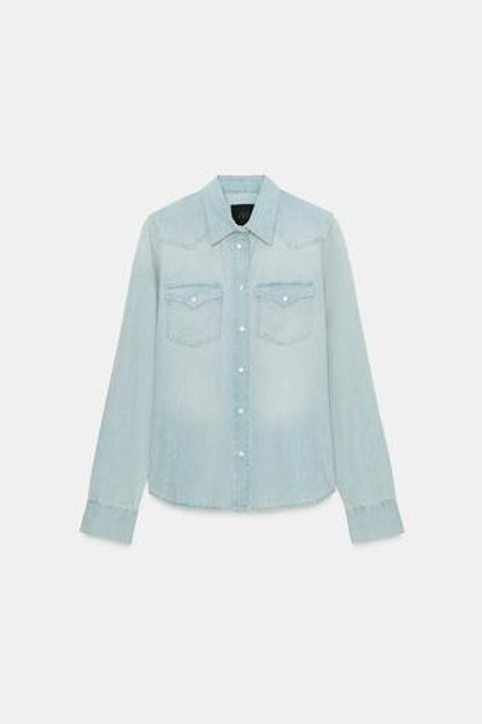 ZARA ДЖИНСОВАЯ РУБАШКА С ЭФФЕКТОМ ПОТЕРТОСТИ — ZW COLLECTION, ГОЛУБОЙ
