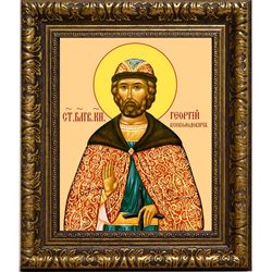 Юрий  (Георгий) Всеволодович, Владимирский благоверный князь. Икона на холсте.