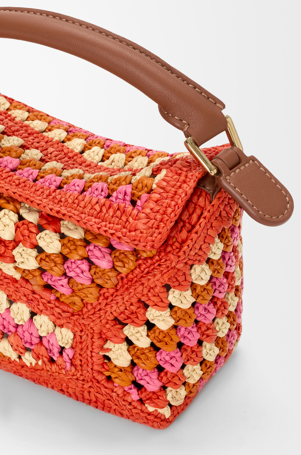 Loewe Мини-сумка Puzzle Edge из рафии и телячьей кожи, ярко-оранжевый