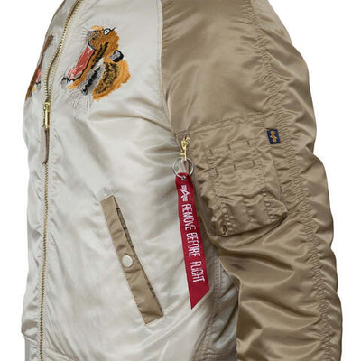Куртка бомбер Alpha Souvenir Tiger Flight Jacket (белый бежевый)