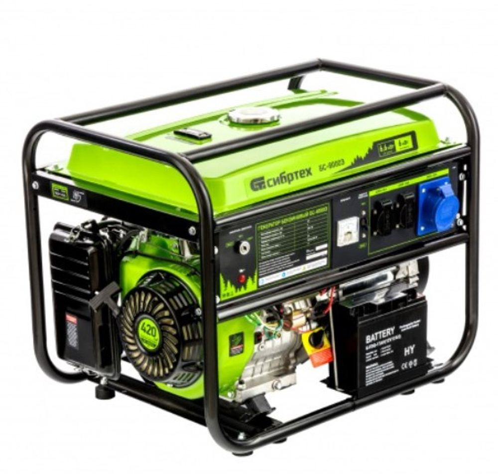 Электрогенератор бензиновый Сибртех БС-8000Э 94549