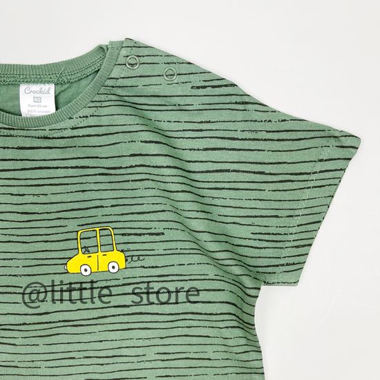 Песочник хлопковый "Машинки" полоска на хаки