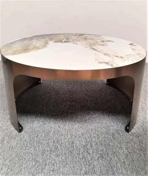 Стол журнальный Como L, Ø80х42 см, керамогранит Calacatta Macchia