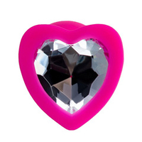 Розовая анальная втулка 7см с прозрачным кристаллом ToyFa ToDo Diamond Heart 357023