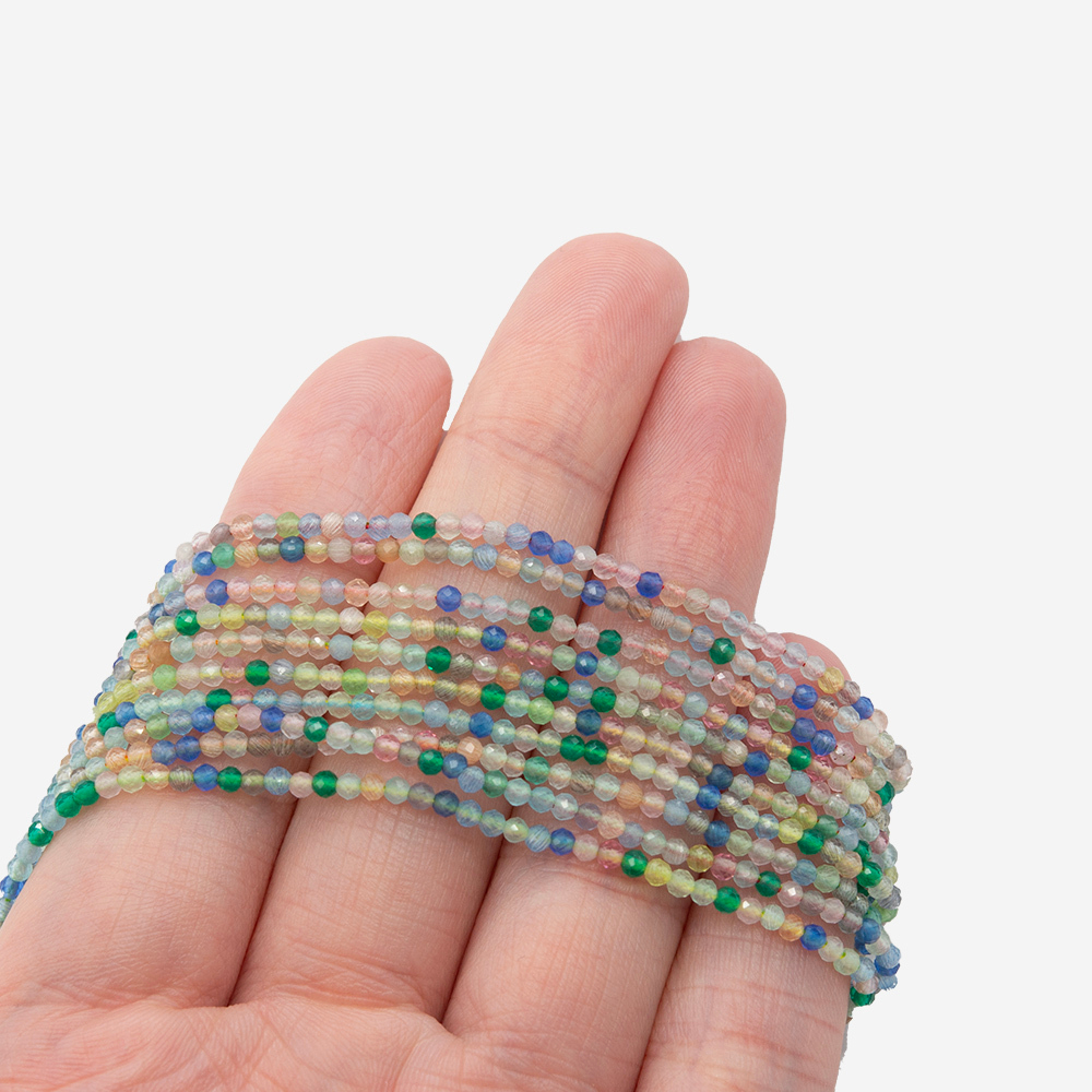 Селенит (имитация), оттенок "Конфетки" 2мм, шар, микроогранка