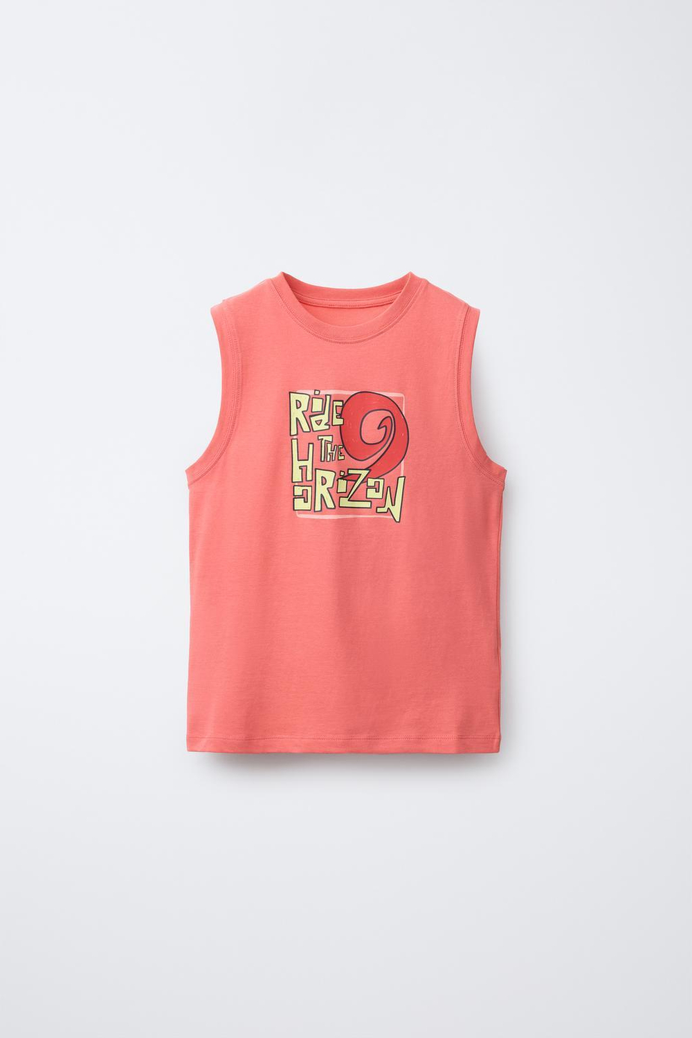 ZARA МАЙКА С ПРИНТОМ, КОРАЛЛОВЫЙ