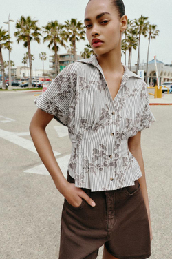 ZARA ШОРТЫ Z1975 MOM FIT, КОРИЧНЕВЫЙ