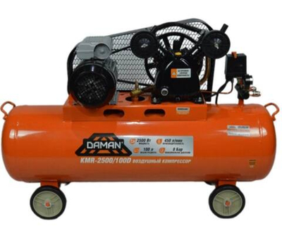 Компрессор воздушный KMR-2500/100D (2-х цил;ременной,d поршня 65мм;2,5кВт;ресивер 100л) DAMAN