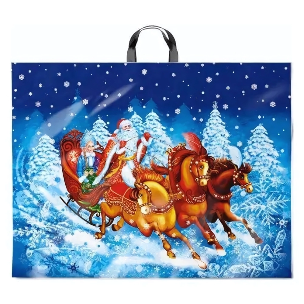 Пакет ПЭ с петлевой ручкой 71см(Зимняя поездка) НГ Интерпак (х25)