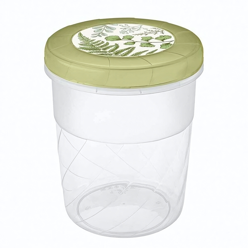 Банка с завинчивающейся крышкой с декором 1,2л (зеленый)