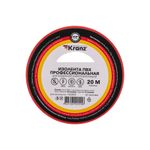 Изолента ПВХ профессиональная, 0,18х19мм х 20м, красная KRANZ