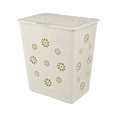 Корзина для белья 60л Плетенка слоновая кость
