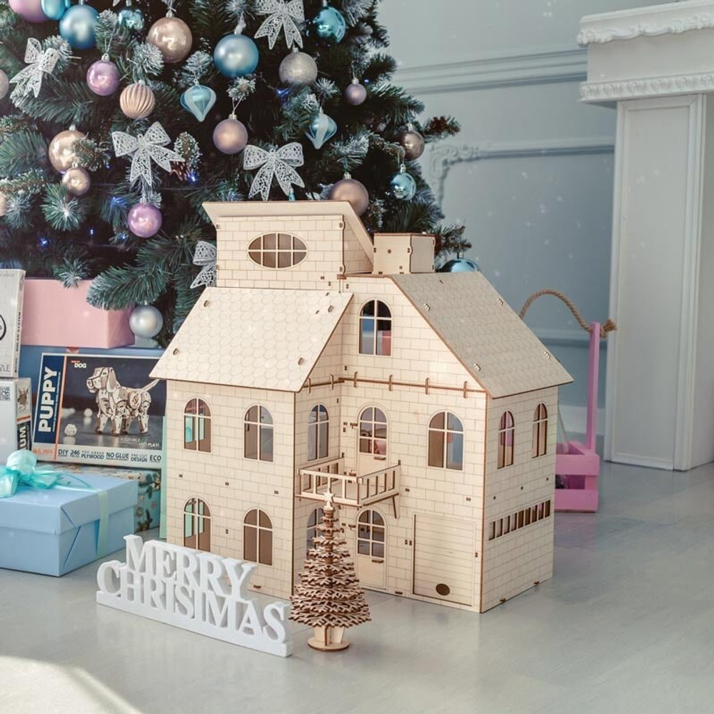 Кукольный дом с лифтом от EWA - Купить, недорого, ANANAZA деревянный конструктор, 3D пазл, сборная модель