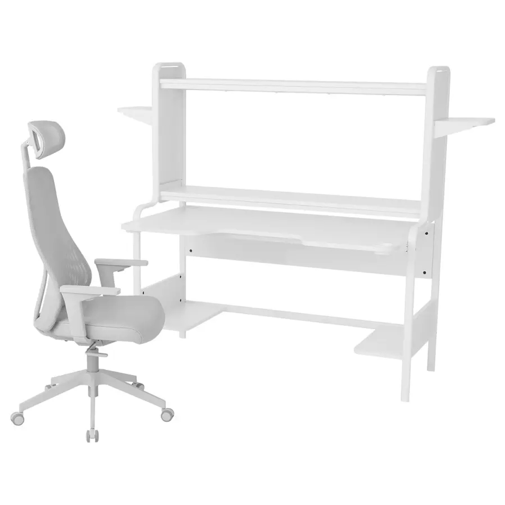 Игровой стол и стул - IKEA FREDDE/STYRSPEL, ФРЕДДЕ/СТУРСПЕЛ, 140/185x74x146 см, белый/светло-серый