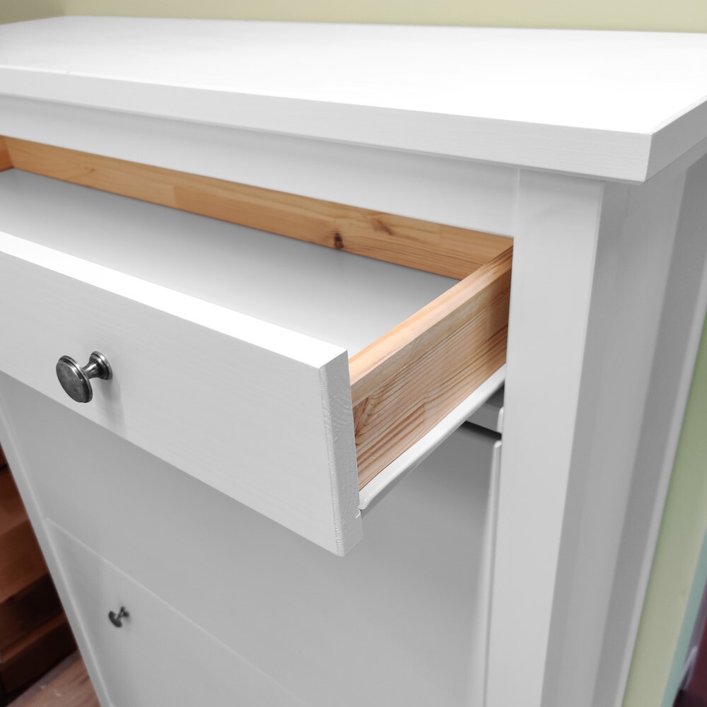 Обувница 2 отделения с ящиком КАНТРИ (IKEA HEMNES), 89х30х127 см, белая
