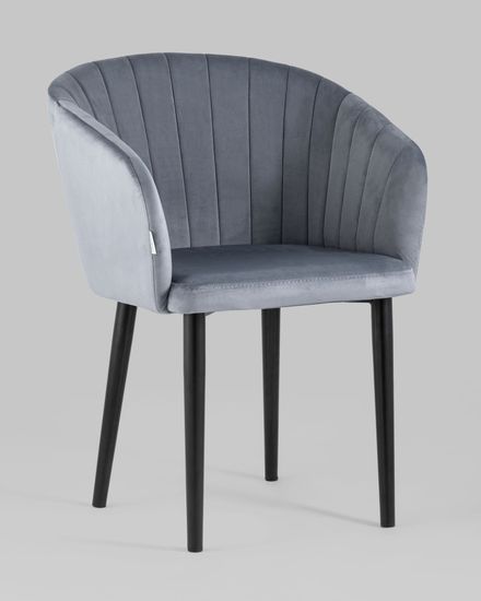 Стул с подлокотниками Нейтон велюр серый