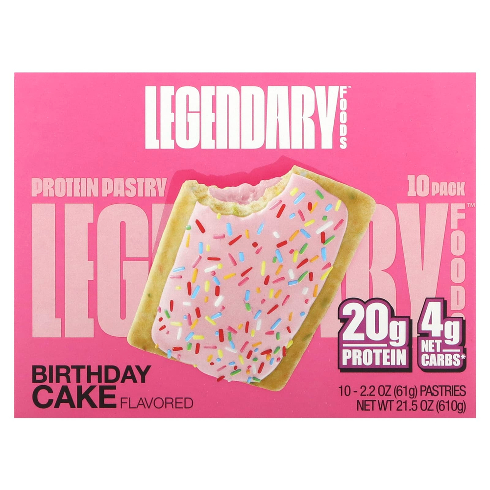 Legendary Foods, Protein Pastry, праздничный торт, 10 пакетиков, 61 г (2,2 унции)