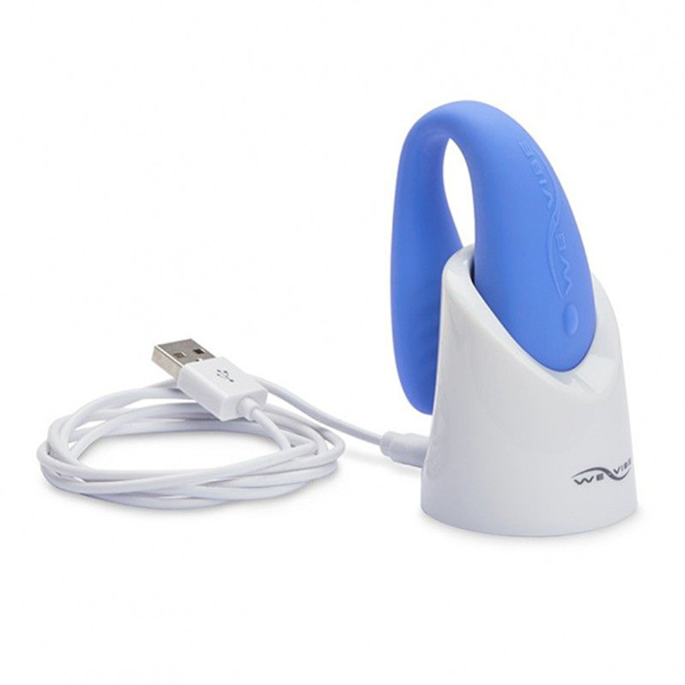 Голубой вибромассажер 7,7см для пар We-Vibe Match SNATSG5