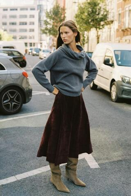 ZARA СВИТЕР С ОТКРЫТЫМИ ПЛЕЧАМИ И МЕТАЛЛИЧЕСКОЙ ДЕТАЛЬЮ, ЖЕМЧУЖНО-СЕРЫЙ