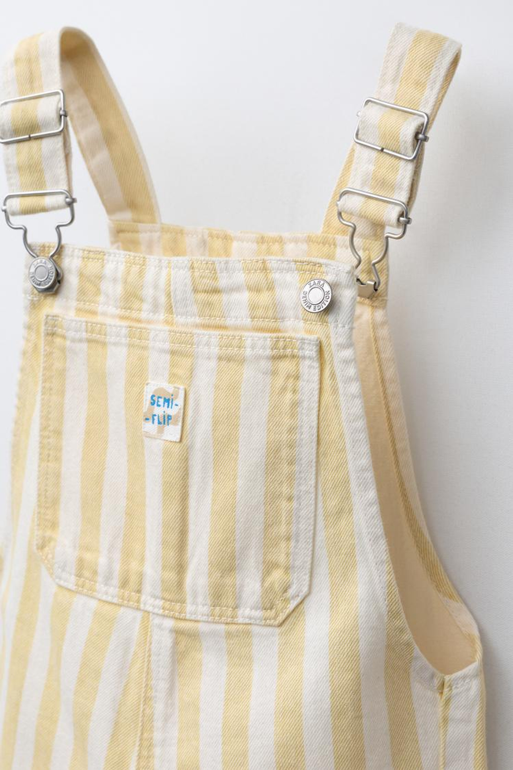 ZARA КОМБИНЕЗОН ИЗ САРЖИ С КАРМАНОМ, ЭКРЮ/ЖЕЛТЫЙ