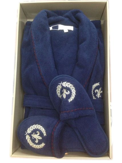 Махровый мужской халат с тапочками  SEYMOUR  СЕЙМУР синий Maison Dor Турция