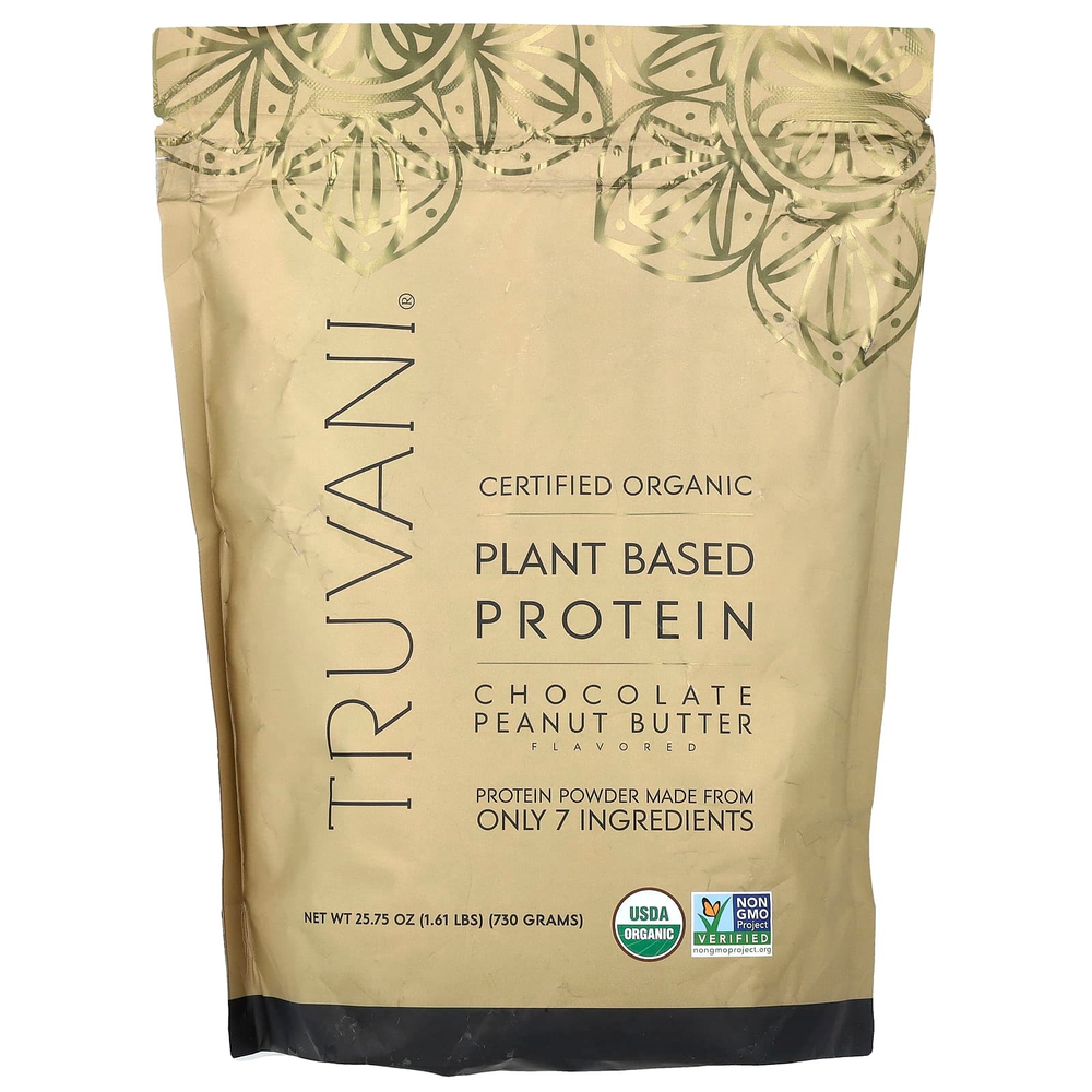 Truvani, протеин на растительной основе, со вкусом шоколада и арахисовой пасты, 730 г (1,61 фунта)