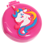 Расческа массажная детская складная «КАРАМЕЛЬ», единорог, цвет фуксия, d-6см (пакет с подвесом)