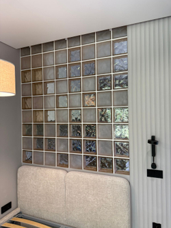 Стеклоблок волна розовый окраска в массе Vitrablok 19x19x8