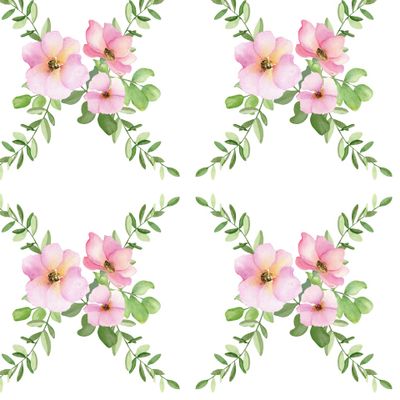 Геометрический растительный акварельный узор