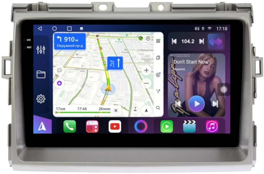 Магнитола для Toyota Estima 3 2006-2016 (без 360, рамка серая) - FarCar BM9-9574-9 монитор 9.5" QLED на Android 14, TS10, 4+32Гб, CarPlay, 4G SIM-слот