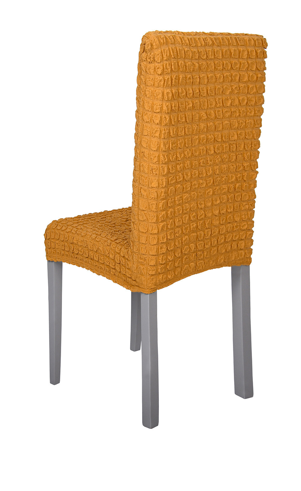 Чехол на стул без оборки со спинкой, цвет Горчичный, Набор 6 шт.