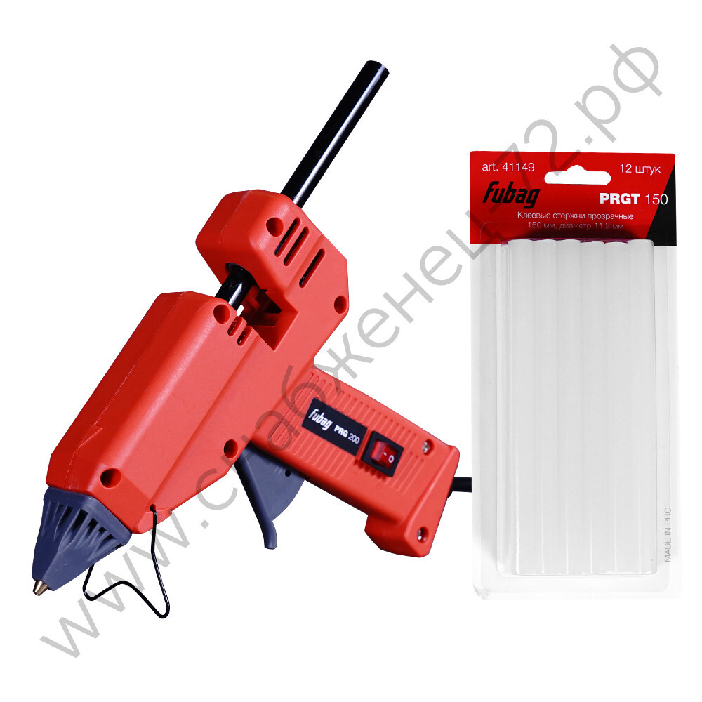 FUBAG Термоклеевой пистолет PRG 200  + Клеевые стержни прозрачные PRGT 150 мм 11.2 мм_12 шт.